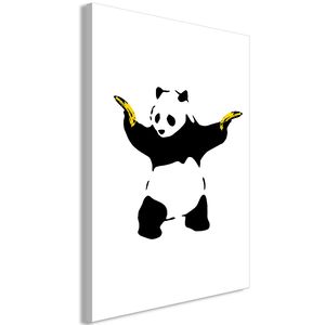 Modernes Wandbild Banksy 60x90 - 1 Teile Bilder Fotografie auf Vlies Leinwand Foto Bild Dekoration Wand Bilder Kunstdruck Street Art Panda Bananen g-C-0219-b-a