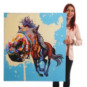 Obraz olejny Koń, 100% ręcznie malowany mural 3D Malarstwo XL, 100x90cm