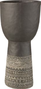 J-Line Pot Hollow Decoration Ethnic Cement Grey Duży