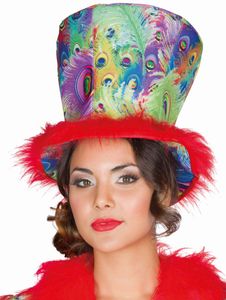 Pfau Zylinder Hut für Damen Kostüm-Zubehör