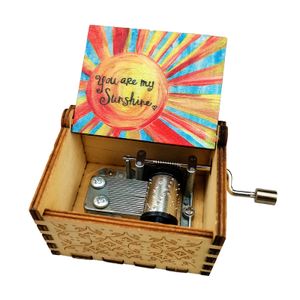 Music Box Mechanical Movement Vintage Crisp Singing Handicraft Decorative Boxwood handgekurrige Holzbox Home Dekoration-D