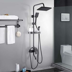 NEUFU Sprchový systém s termostatom, dažďová sprcha, sprchová batéria, sprchová hlavica z nehrdzavejúcej ocele, sprchový set ručná sprcha, sprchový set do kúpeľne