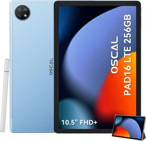 Blackview OSCAL Pad 16 Tablet 10,5" FHD mit Touchstift und Hülle, 16GB RAM+256GB ROM, 8200mAh Akku, Dual SIM 4G/5G WiFi, 13MP, Gesichtserkennung, Blau