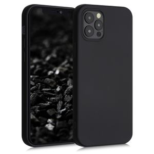 kwmobile Slim Case kompatibel mit Apple iPhone 12 / 12 Pro - Hülle Silikon Handy - gummiert - Handyhülle Schwarz matt