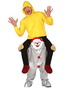 Horror Clown Huckepack Kostüm für Herren, Größe:L