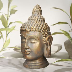 ECD Germany Buddha Figur, 74,5 cm, Bronze, aus Polyresin, für Yoga, Feng Shui oder Meditationsraum, Innen/Außen, Garten Dekoration Skulptur Dekofigur Gartenfigur für Haus & Garten
