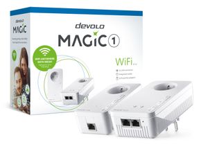 Devolo Magic 1 WiFi, 1200 Mbit/s, IEEE 802.11a, IEEE 802.11ac, IEEE 802.11b, IEEE 802.11g, IEEE 802.11n, IEEE 802.1p, IEEE 802.3,..., Schnelles Ethernet, 10,100 Mbit/s, 10BASE-T, 100BASE-TX, 1000BASE-T, Wi-Fi 5 (802.11ac)