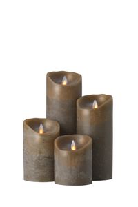 Sompex Flame Echtwachs LED Kerze, fernbedienbar, taupe – in verschiedenen Größen, Höhe:23 cm