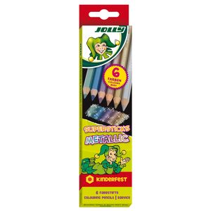 Jolly 3000-0450 Supersticks Buntstifte Metallic, 6 Farben im Kartonetui, mehrfarbig (6er Pack)