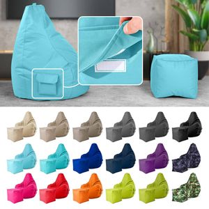 2er Sitzsack Set - Cozy Sitzsack + Cube Hocker - Aquamarin