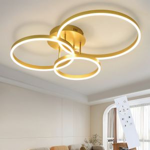 ZMH LED stropné svietidlo stropné svetlo obývacia izba obývacia izba stmievateľné 82CM moderný dizajn zlatá 74W lampa do spálne s diaľkovým ovládaním 3 krúžkové akrylové stropné svetlo do spálne kuchyne