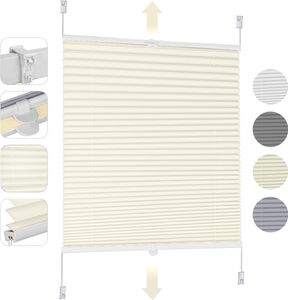 Plissee Klemmfix ohne Bohren 60x130cm Beige Sonnenschutzrollo Verspannt Blickdicht Lichtschutz Faltrollo Jalousie Rollos für Fenster und Tür