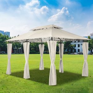 Mondeer Gartenpavillon 3x4m Premium Pavillon Metallrahmen Stabil Wasserdicht Beige