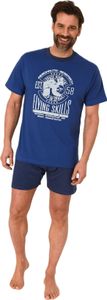 Normann Herren Schlafanzug kurzarm Shorty Pyjama ; blau1 , 52