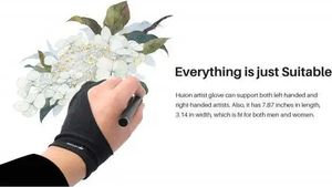 HUION Künstler-Zeichenhandschuh Zeichenhandschuh für Grafik-Zeichentablett Uni- Größe mit Zwei Fingern für die rechte oder Linke Hand - Packung zu je 1 Stck.