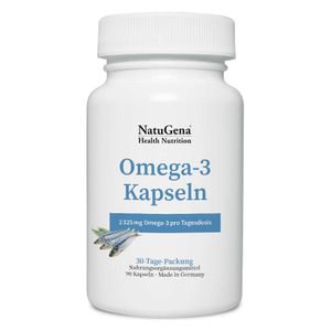 NatuGena Omega-3 Kapseln | 90 Stück | Mit natürlichen, hochwertigen Fischöl aus nachhaltigem Fischfang