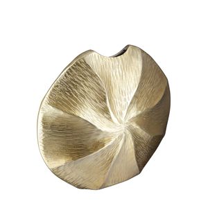 Gilde Vase, flach, rund, "Sunny", Aluminium, goldfarben, VE 1, L. 8 cm, B. 38 cm, H. 37 cm  69165