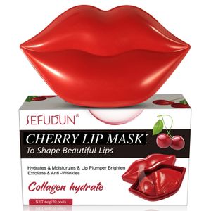 20er Pack Feuchtigkeitsspendende Lippenmaske Anti-Aging Lippenschlafmaske für trockene und rissige Lippen (Kirsche)
