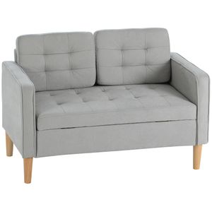 HOMCOM 2 Sitzer Sofa, Couch mit Stauraum, Holzbeine, Gepolsterter Polstersofa, Doppelsofa mit Samtoptik für Wohnzimmer, Schlafzimmer, 117x 62 x 78 cm,