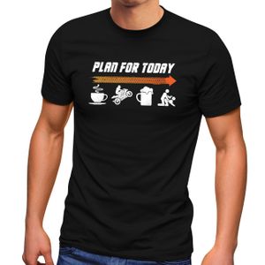 Herren T-Shirt Plan for Today Kaffee Motorradfahren Bier FCK Geschenk für Biker Fun-Shirt Spruch lustig Moonworks® schwarz M