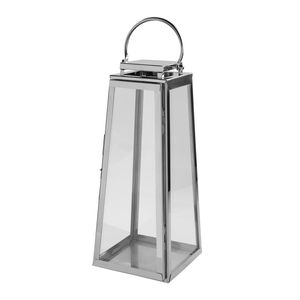 Fink Laterne Monaco silberfarben Edelstahl , Glas Höhe 52 cm