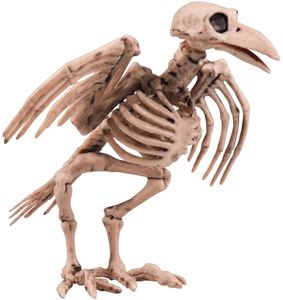 Untoter Rabe Skelettvogel Halloweendeko weiss 19,5cm
