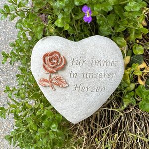 Grabherz Grabschmuck Grab Herz Spruch - Für immer in unseren Herzen - ca.500g Rose Rost