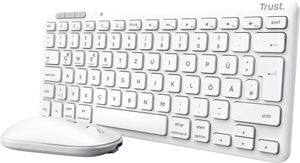 Trust Lyra Bluetooth Tastatur Maus Set Kabellos, QWERTZ-Layout, 84% Recyclingkunststoff, Wiederaufladbare Multi-Device Funktastatur mit Maus für PC, Laptop, Mac, iPad, Android, iOS – Weiß