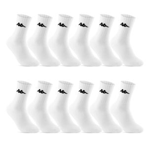 6 oder 12 Paar KAPPA Socken Herren Damen Sportsocken Tennissocken Arbeitssocken Baumwolle(12er 35-38 Weiß)