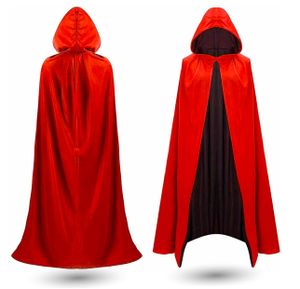 Kostümheld® Halloween Kostüm Umhang - rot & schwarz - Kaputzenumhang für Kinder & Erwachsene - Damen & Herren