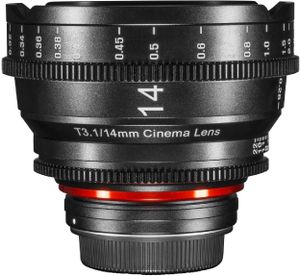 Samyang XEEN Cinema 14mm T3,1 Canon EF Vollformat Objektiv MF Cine Video Lens für hohe Auflösungen mit Follow Focus Zahnkränze (1021589)