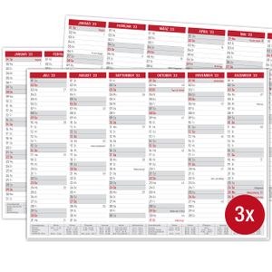 3x Tafelkalender 2023 A4 - Wandjahreskalender mit Ferien & Feiertagen | Jahreskalender, Wandkalender 2023 DIN A4 als Jahresplaner | Blattkalender 12 Monate auf Vorder- und Rückseite (3 Stück)