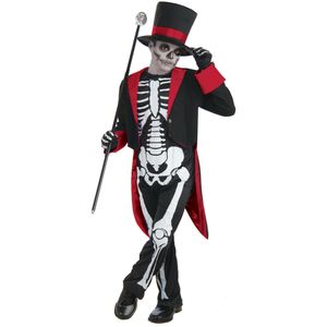 Bristol Novelty dětský halloweenský kostým Mr Bone Jangles BN1117 (L) (černá/bílá/červená)