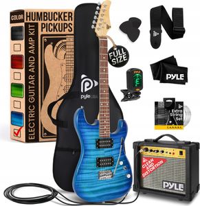 Pyle E-Gitarre – E Guitar – Gitarre für Anfänger & Fortgeschrittene, Elektrische Gitarre Set mit E Gitarren Verstärker, Gitarre Tasche, Kabel, Saiten,