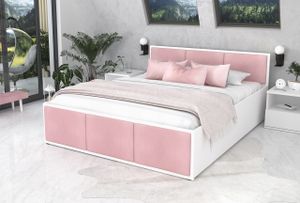 Bett mit Lattenrost Jugendbett Doppelbett  120x200 weiß - rosa mit matratze