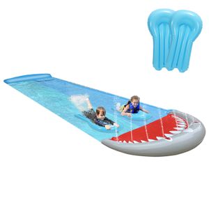 Yakimz Wasserrutsche Double Slide mit Sprinkler Wasserrutschbahn 550 x 145cm 2 Person