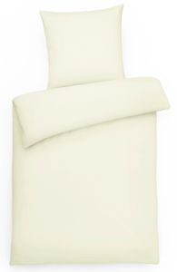 Einfarbige Mako Satin Bettwäsche 135x200 Uni Creme Bettwäsche 135 x 200 - Bettbezug aus gekämmter Baumwolle