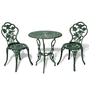 Hochwertigen Bartisch Set 3-teilig|e Bartisch mit 2 Barhocker | Esstisch mit stühle | Essgruppe Garten| Aluminiumguss Grün ❀C467413