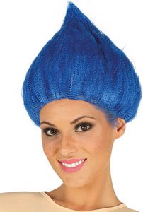 Troll-Perücke für Erwachsene blau