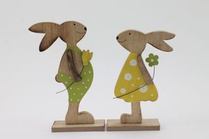 Osterdeko Hasenpaar aus Holz 19cm Deko Figur Ostern Osterdekoration Dekohase