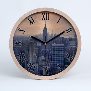 Holzuhr 25fi cm wanduhr - schwarze Spitzen - Manhattan New York