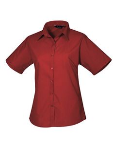 Premier Workwear Damen Popeline Bluse kurzarm PR302 burgundy 54 (6XL/26)
