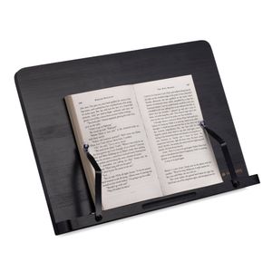 Navaris Buchständer kompatibel mit iPad - 34x24cm Buchhalter Buchstütze aus Bambus - Stand Halter für Buch Tablet - für Küche Schreibtisch - Schwarz