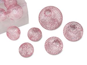 12er Pack Deko Kugeln rosa mit klaren Glassteinen innen in PVC Box Formano F24