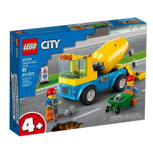 LEGO 60325 City Starke Fahrzeuge Betonmischer, LKW-Spielzeug mit Baustelle, Baufahrzeugen und Minifiguren für Kinder ab 4 Jahren, kreatives Geschenk