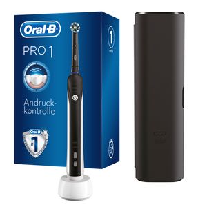 Oral-B Pro 1 750 Black Edition Elektrische Zahnbürste für eine gründliche Reinigung, Reise-Etui, schwarz