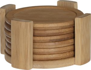 Untersetzer Ø 10 cm mit Bambusständer, 6er-Set