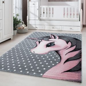 Kinderteppich süßes Einhorn Muster, Rechteckig, Pflegeleicht, Teppiche für Kinderzimmer, Babyzimmer oder Spielzimmer, Maße:160 x 230 cm