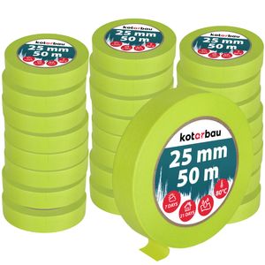 KOTARBAU® 24er Set Neon Malerkrepp 50 m Kreppband  25mm Malerband Abklebeband Maler Klebeband Maler Zubehör Fluoreszierendes Grün Kreppapier Malerbedarf