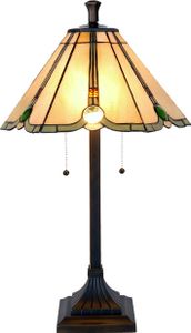 Clayre & Eef Tiffany Tischlampe Ø 40x67 cm Beige Glas